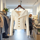 Women's ribbed button front cardigan with shawl collar, long sleeves and front pockets