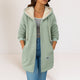 Women's longline textured hooded jacket with zip front and pockets