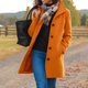 Classic Button-Front Coat in Pink - View 2 | Bellmere