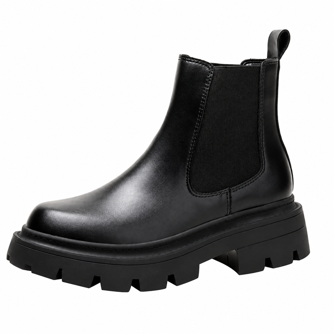 Women's Chelsea ankle boots with round toes and lug soles