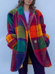 Women's oversized multicolor plaid coat with button front