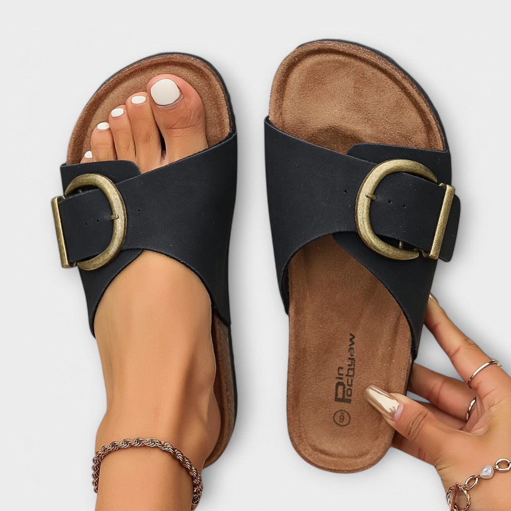 Women's Comfort Sandals with Cushioned Insole Women Sandals in Black - View 2 | Bellmere