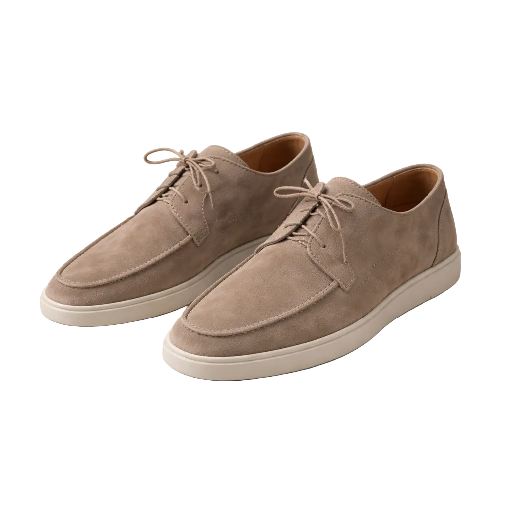 Men's lace-up loafers with closed moc toes and low-profile soles
