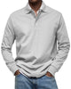 Men's long sleeve polo sweater with collared button placket and ribbed cuffs