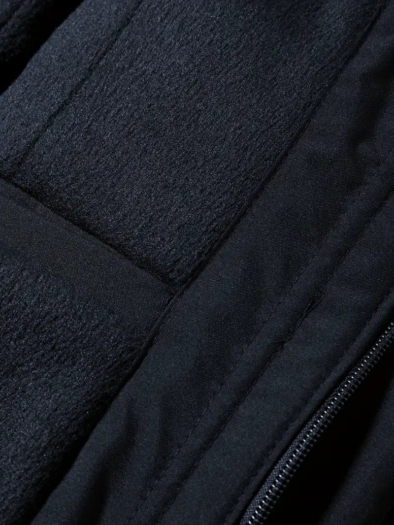 Men's hooded parka jacket with zip front and multiple flap pockets