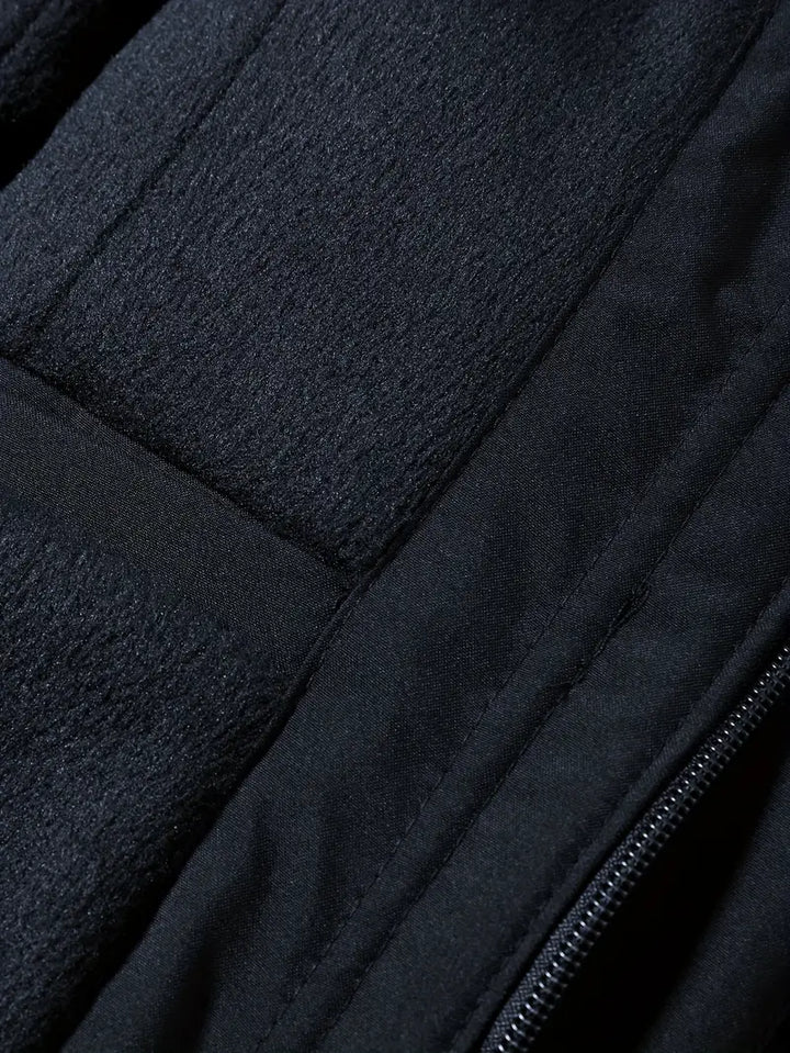 Men's hooded parka jacket with zip front and multiple flap pockets