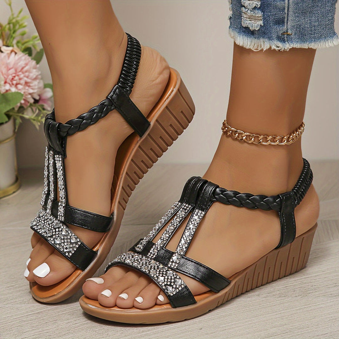 Karima | Women's Wedge Sandals Shimmer, shine, and step into something special