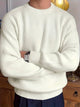 Men's ribbed crew neck sweater with long sleeves and ribbed hem