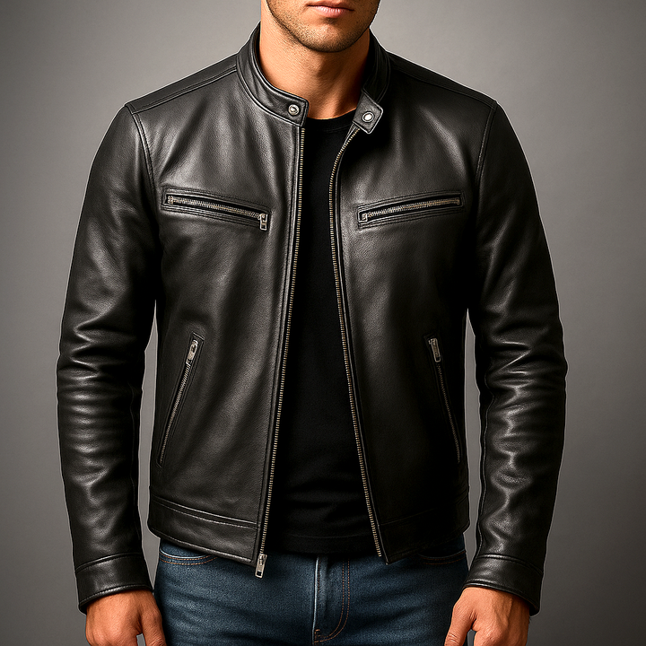 Unisex solid zip front jacket with stand collar and multiple zip pockets