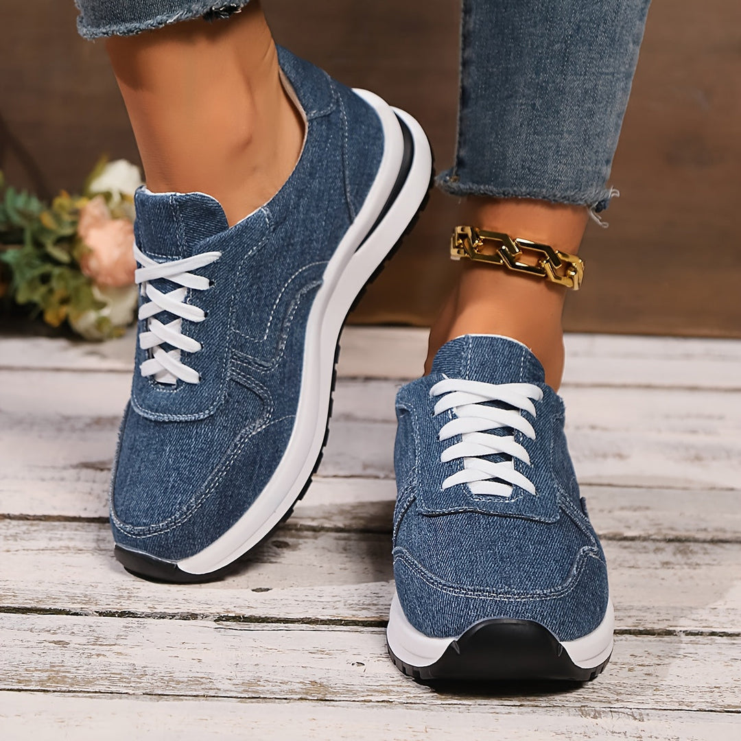 Women's Denim Sneakers in Blue - View 3 | Bellmere