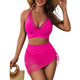 Women's High-Waist Bikini Set with Skirt Cover-Up in Black - View 14 | Bellmere