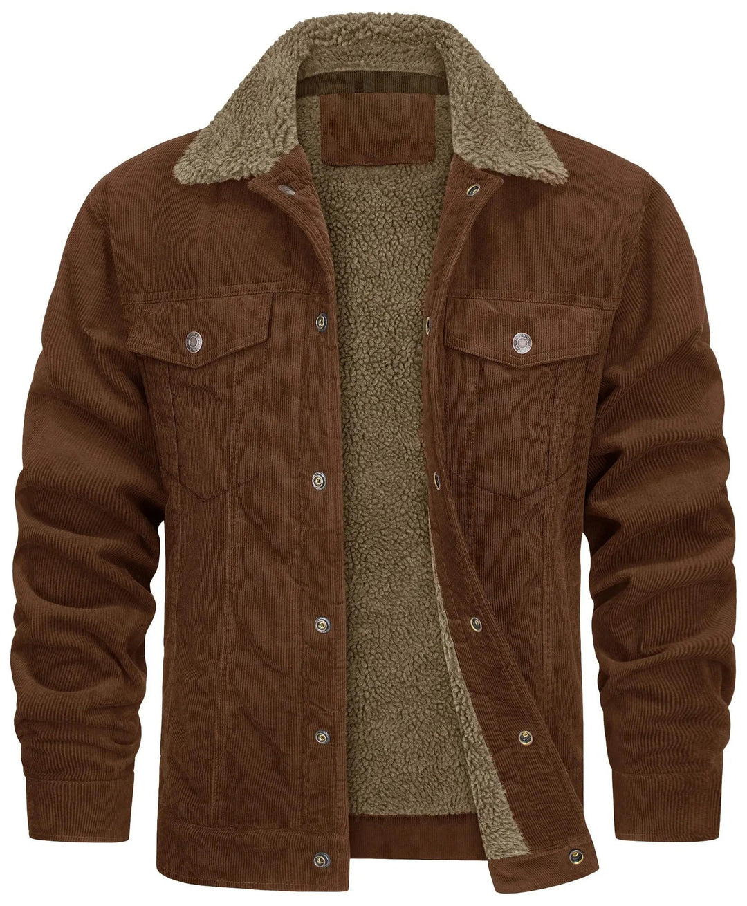 Corduroy jacket with sherpa collar and lining