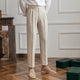 High-waisted pleated straight-leg trousers with belt