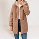 Women's longline textured hooded jacket with zip front and pockets