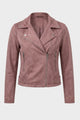 Women's cropped biker jacket with notched lapels and front zippers