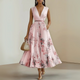 Flowy Sleeveless Summer Maxi Dress in Beige - View 3 | Bellmere