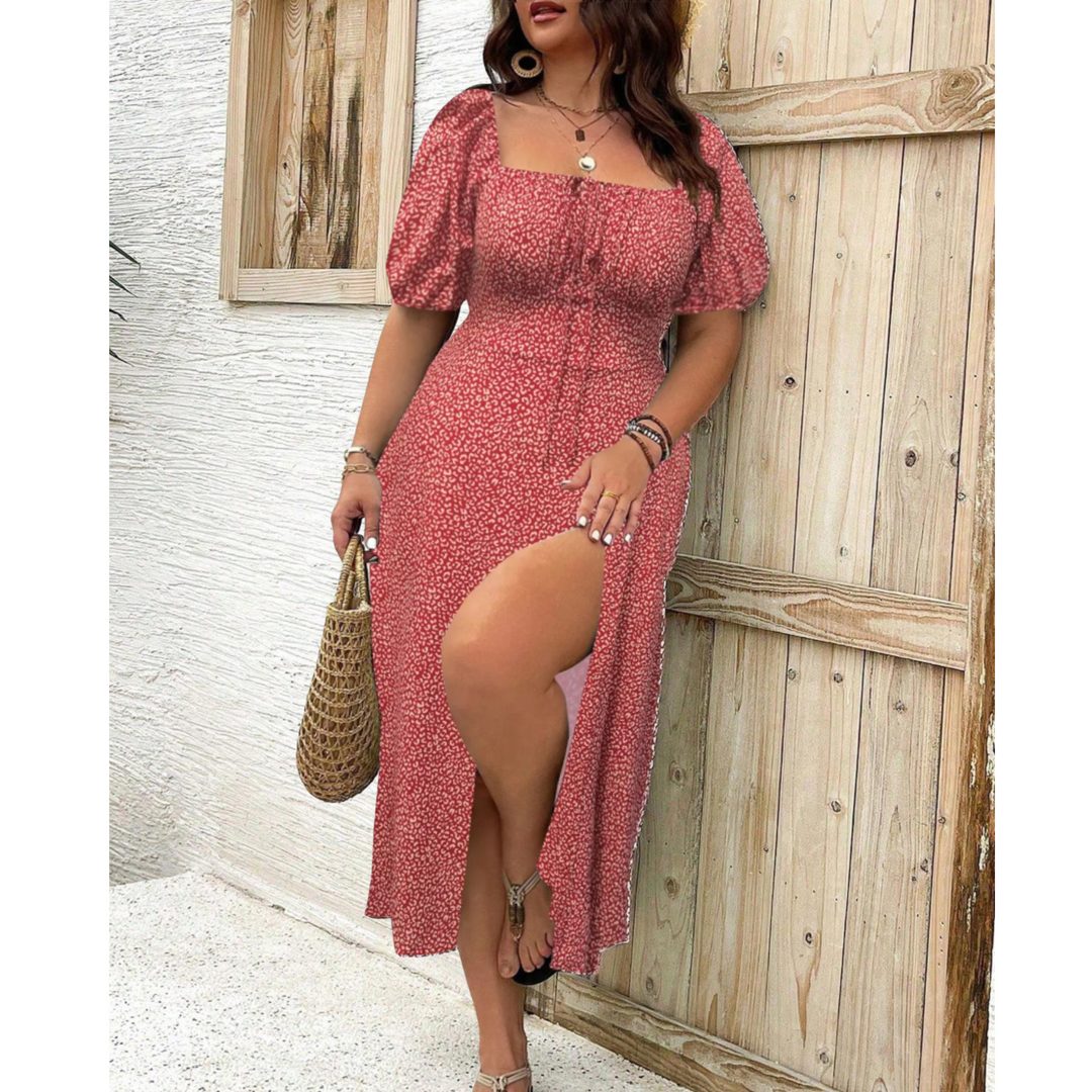 Women's Puff Sleeve Maxi Dress in Sky Blue - View 8 | Bellmere