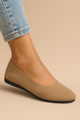 Women's knitted ballet flat with round toe and low wedge sole
