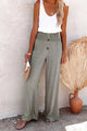 High-Waisted Trousers with Smocked Waist Bottom Collection in Olive Green (Almost Sold Out) | Bellmere