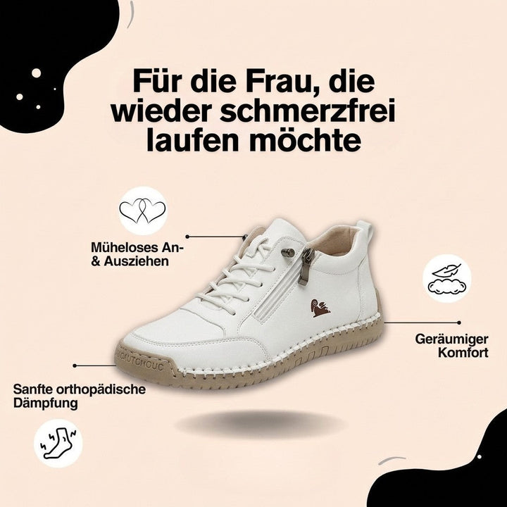 Women's White Ankle Sneaker, Lace-Up Zip Closure