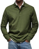 Men's long sleeve polo sweater with collared button placket and ribbed cuffs