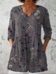 Wildflower Print Tunic Top with V-Neck and Side Pockets