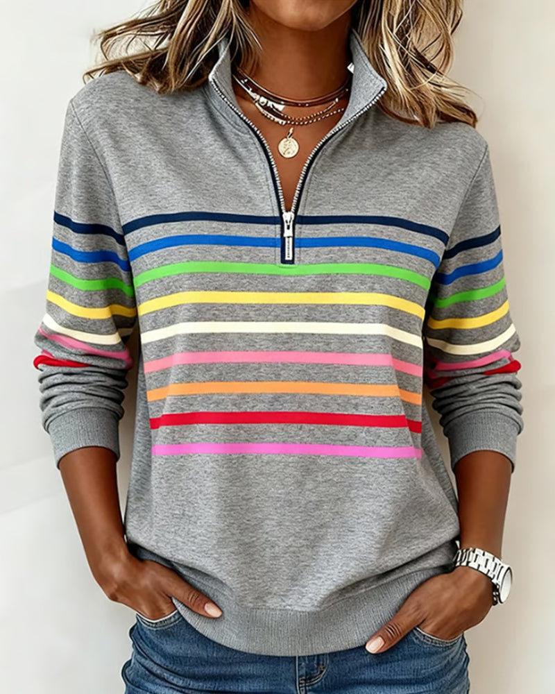 Women's multicoloured striped quarter-zip sweatshirt
