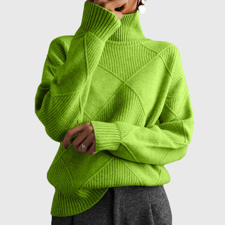 Women's geometric panel turtleneck jumper with long sleeves