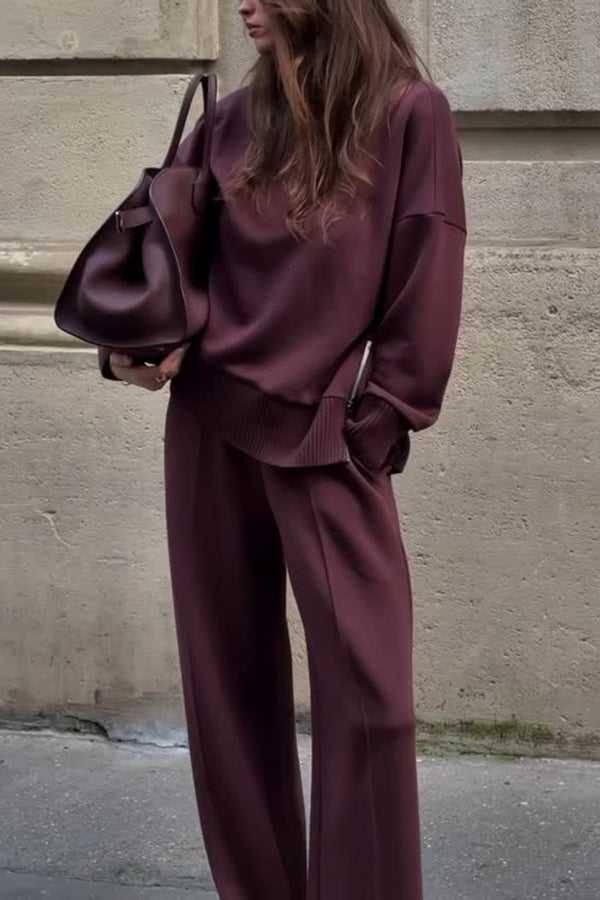 Women's Knit Co-ord Set Sets in Burgundy | Bellmere
