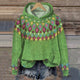 Women's geometric patterned hooded knit hoodie with long sleeves