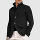 Men's textured knit cardigan with stand collar, button front and patch pockets
