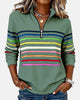 Women's multicolour striped half-zip sweater with mock neck