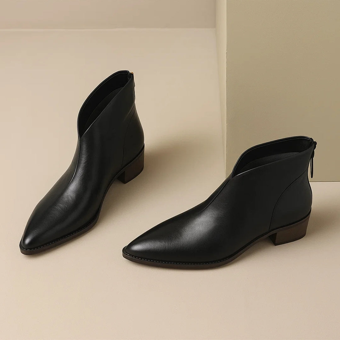 Women's Leather Ankle Boots in Black - View 4 | Bellmere
