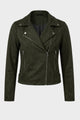 Women's cropped biker jacket with notched lapels and front zippers