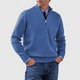 Men's long-sleeve half-zip mock neck sweater with ribbed trims