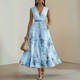 Flowy Sleeveless Summer Maxi Dress in Beige - View 4 | Bellmere