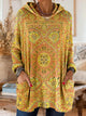Women's multicolour ethnic print hooded knit tunic