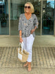 Women's Floral Blouse in Blue - View 4 | Bellmere