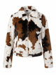 Women's multicolor animal print faux fur jacket with collar and front zipper