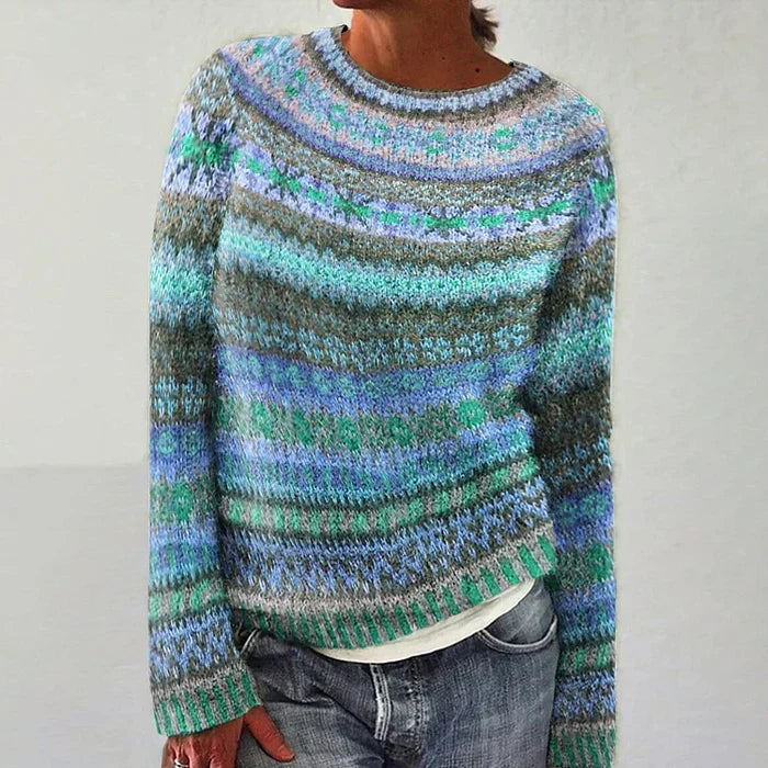 Women's Fair Isle pattern pullover sweater with long sleeves