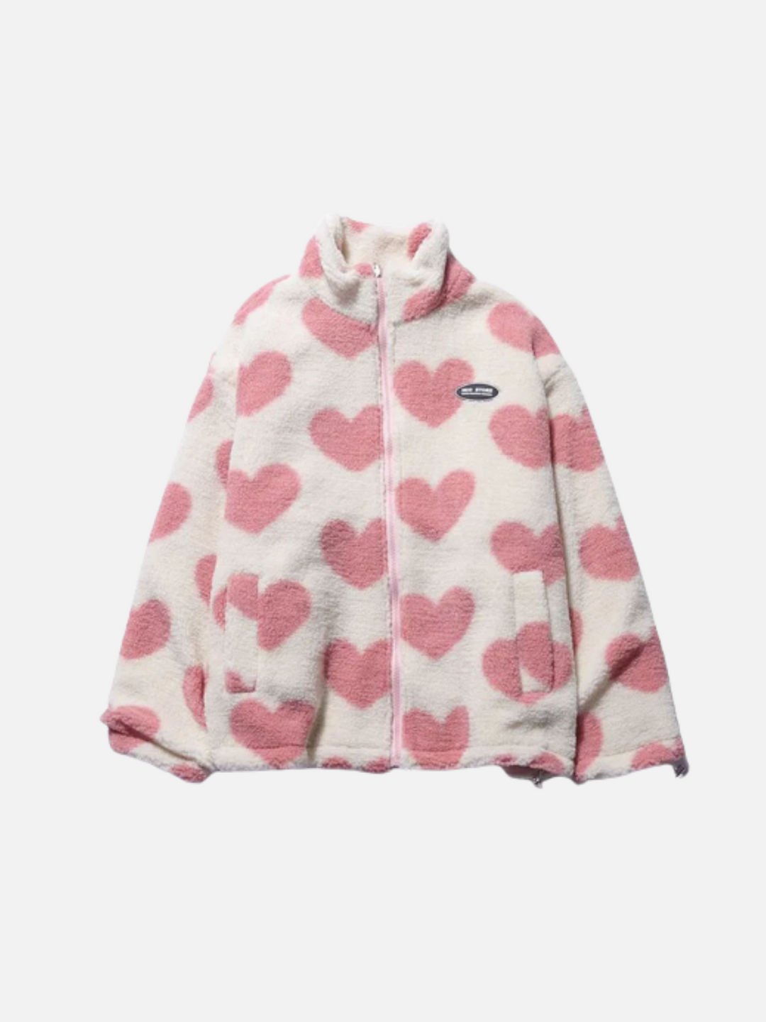 Women's reversible hooded jacket with heart print lining