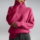 Women's diamond pattern turtleneck sweater with long sleeves