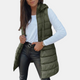 Women's longline hooded puffer vest