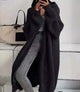 Women's long ribbed knit cardigan with open front and patch pockets