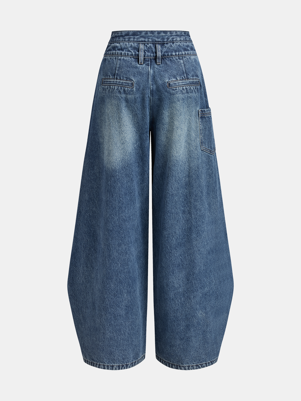 Blue high-rise cross-front wide-leg jeans