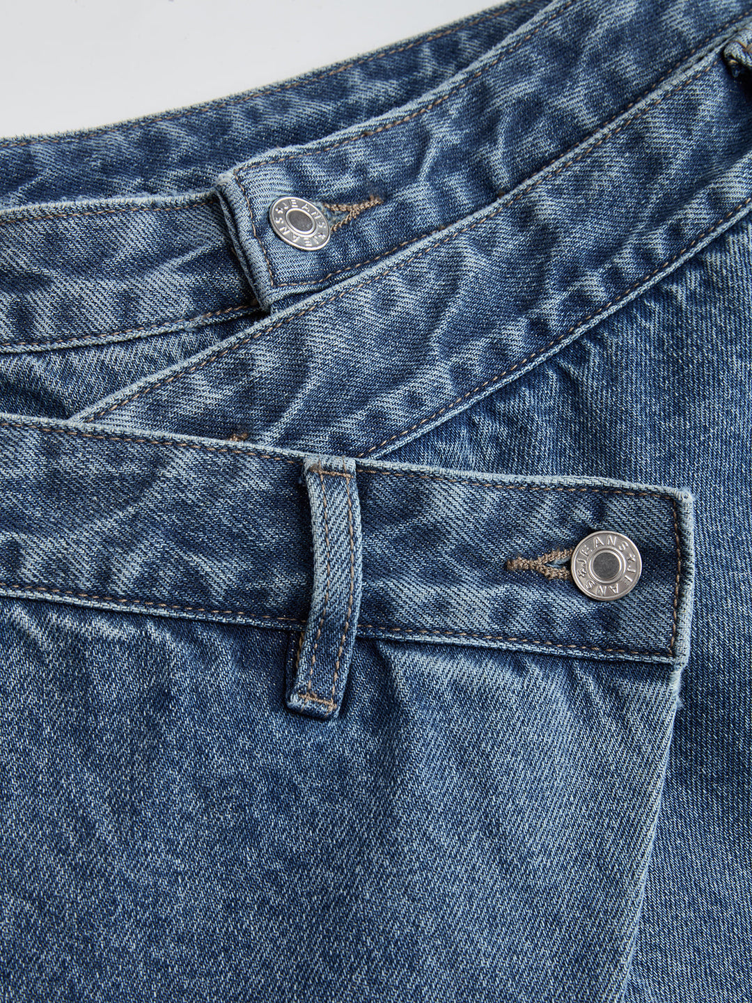 Blue high-rise cross-front wide-leg jeans