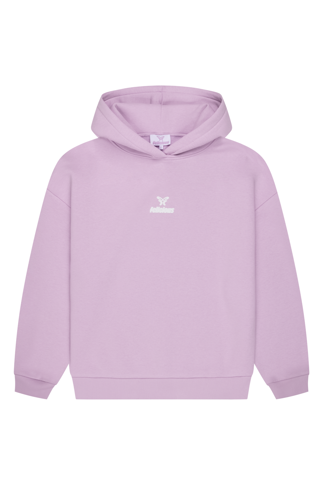 Women's lavender hooded sweatshirt with long sleeves and front logo