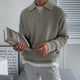 Men's textured quarter-zip collared sweater with long sleeves and ribbed trims