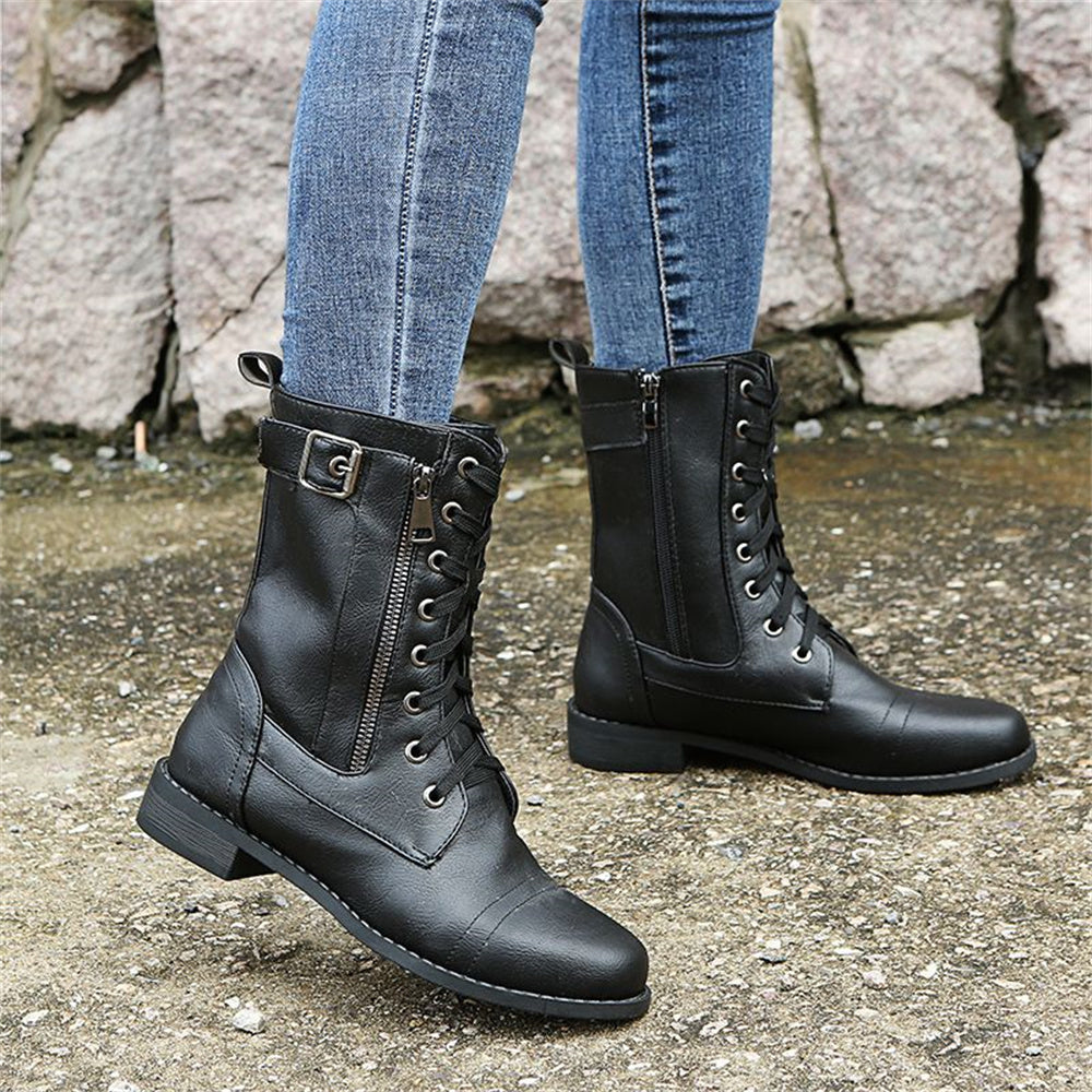 Women's Toe Side Zipper Boots in Black - View 6 | Bellmere