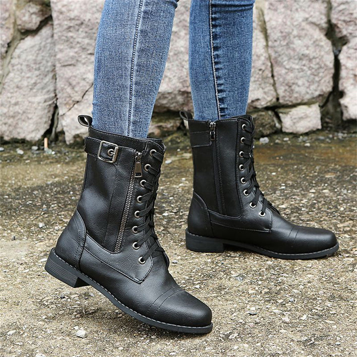 Women's Toe Side Zipper Boots in Black - View 6 | Bellmere